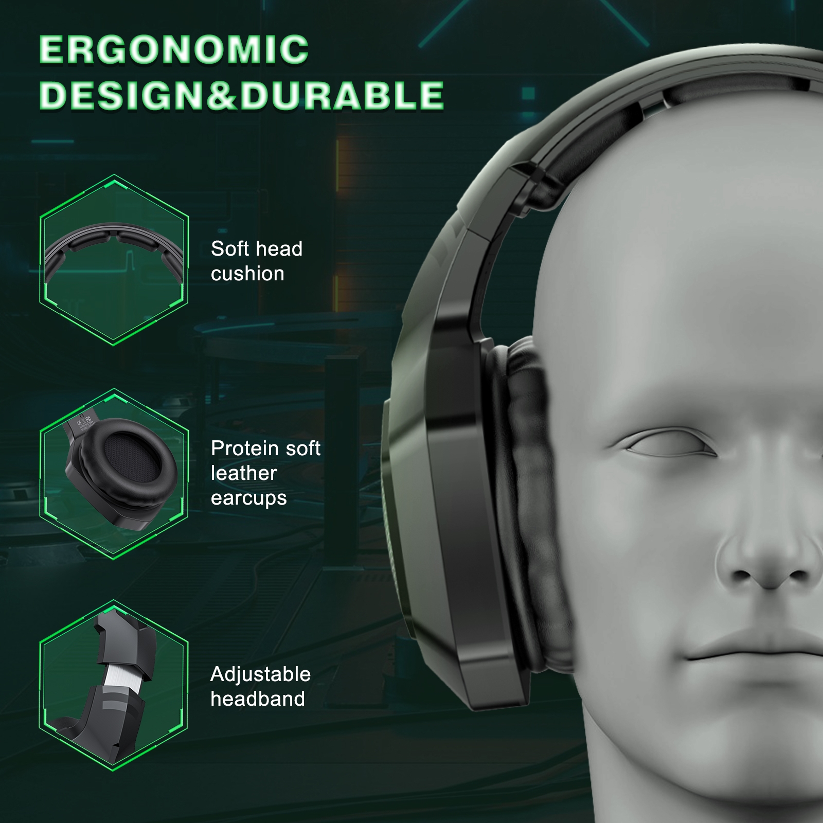 ONIKUMA B100 Bluetooth 5.3 Wireless Bluetooth Headphone with Microphone. 