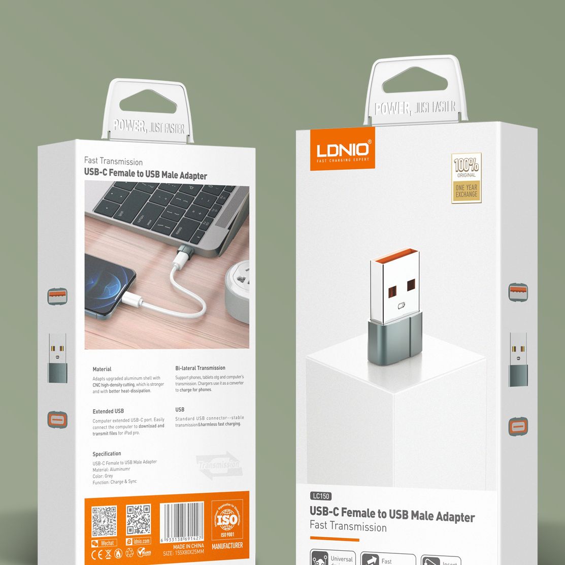 LDNIO LC 150 OTG Adapter USB C to USB A 3.0 Adapter Type C 3.1 Female to USB A Male Converter 5Gbps Compatible with iPad Pro , pc, Laptop and Wall Charger with USB Port