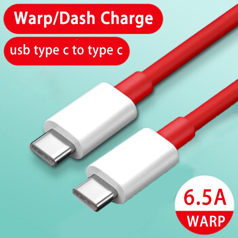 Warp Charge Type-C To Type-C Cable Compatible With OnePlus & All Smartphone - 100cm (Red,White. 