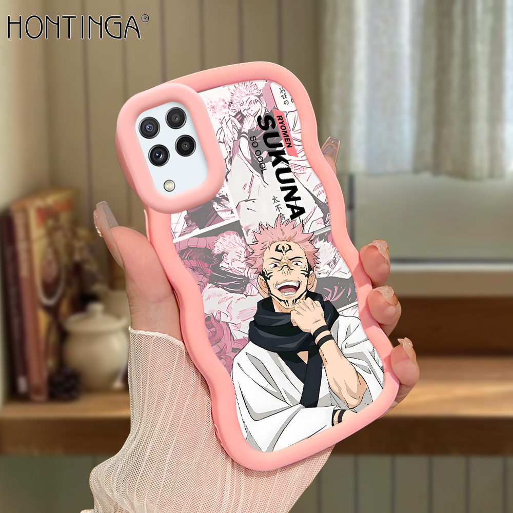 Hontinga for Samsung M32 Back Cover Jujutsu Kaisen Pattern Luxury Phone Cover Soft Silicone Macaron Wave Mobile Case
