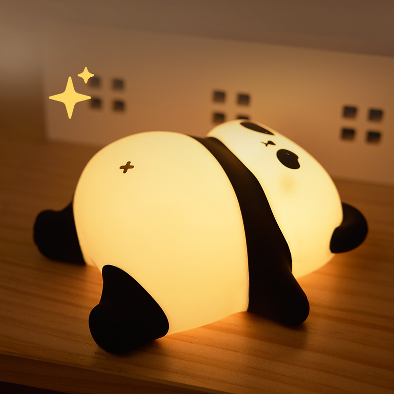 Panda LED Night Light USB Rechargeable Touch Silicone Patting Lamp Children Night Sleeping Mood Light Bedroom Decor Kid Gift Toy. 