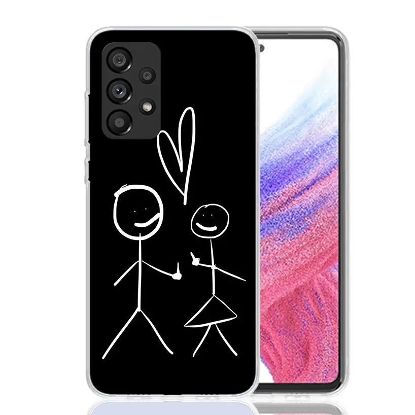 Cartoon Stickman Matchman Phone Case For Samsung Galaxy A52 A53 A54 A12 A13 A14 A22 A23 A24 A32 A33 A34 A73 A72 A42 A04S A02S A0. 