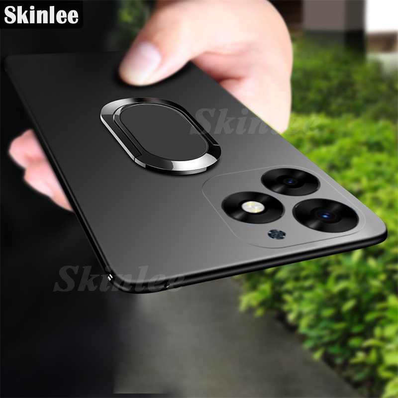 For infinix Smart 8 Plus Case Finger Metal Ring Kickstand Phone Case Car Holder Matte Soft Silicone Housing for infinix Smart8 Plus Phone Casing. 