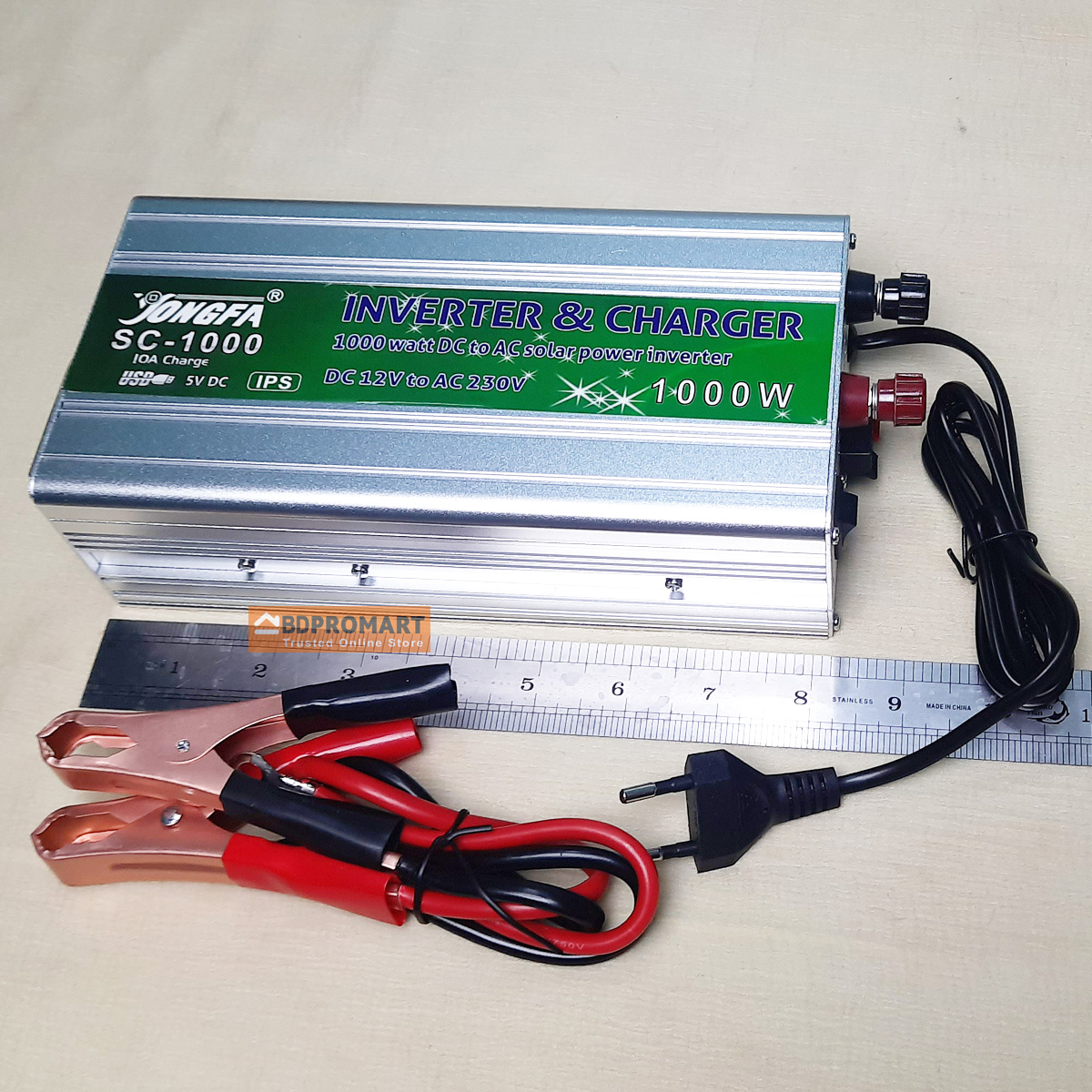 1000w IPS Machine With Battery Charger Full Automatic 1000 Watt DC 12V to AC 220V With 10Amps Battery Charger 4 in 1 (Real Output 600w). 