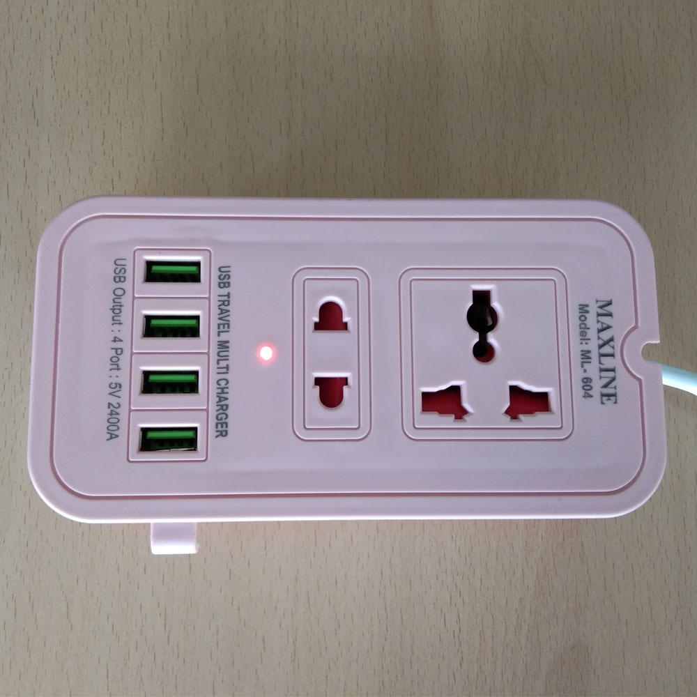 Maxline 4 USB Fast Charger and 2 Power Socket Multiplug. 