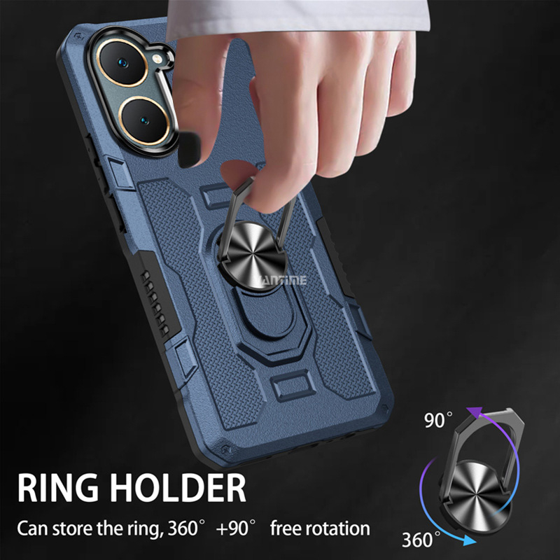 Vantime for vivo Y03 / Y03t 4G Armor Case Hard ShockProof Dual layer Ring Stand Cover. 