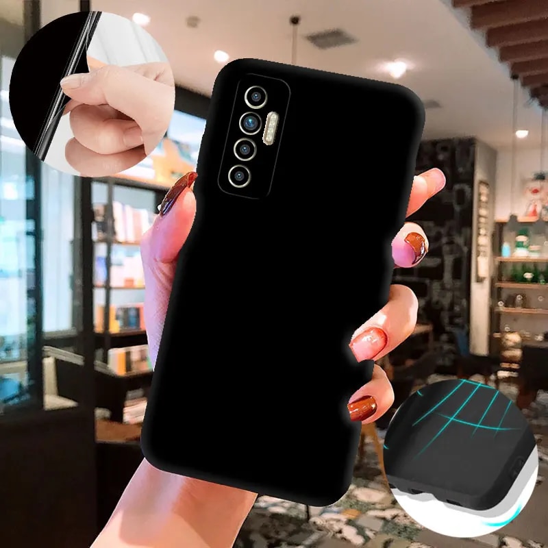 For Tecno Camon 17P Case Soft Back Cases For Tecno Camon 17P Cover CG7 Black TPU Bumper Camon 17P 17 P Covers