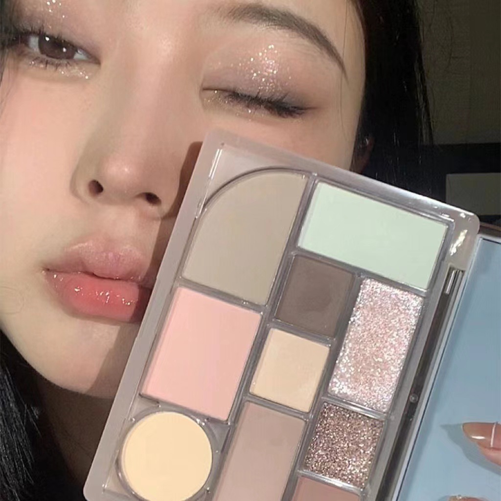 MOOSUN korean 10color eyeshadow platte blush highlighter countour all in one platte 1pc. 