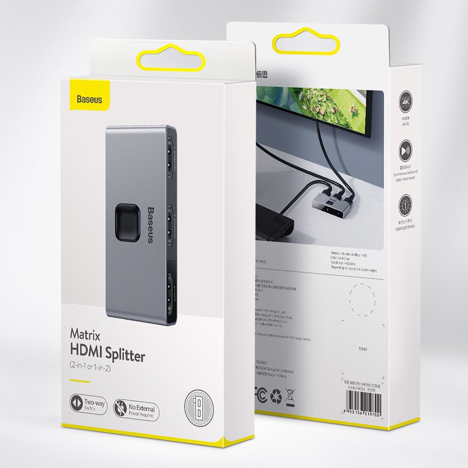 BASEUS MATRIX HDMI 4K HD SPLITTER TWO DISPLAY. 