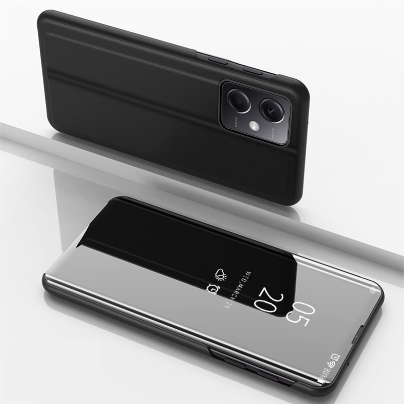 Plated Mirror Horizontal Flip Leather Phone Case with Holder For Redmi Note 12 4G Global