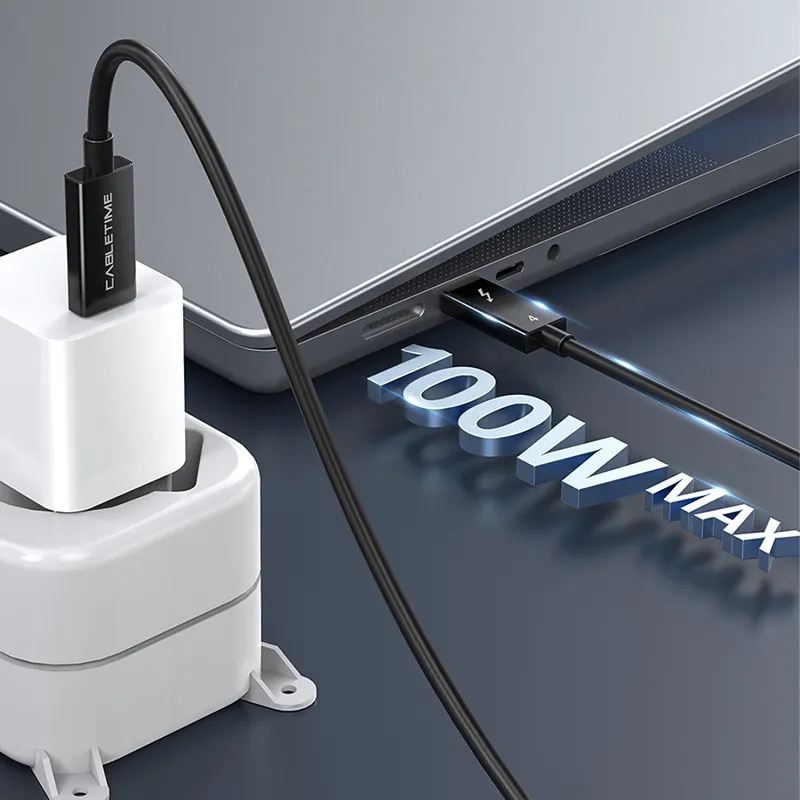 CABLETIME Thunderbolt 4 USB C Cable Certified 8K 60Hz HDR PD100W 40Gbps Compatible USB 4 for Macbook Dell Laptop Type C C422. 