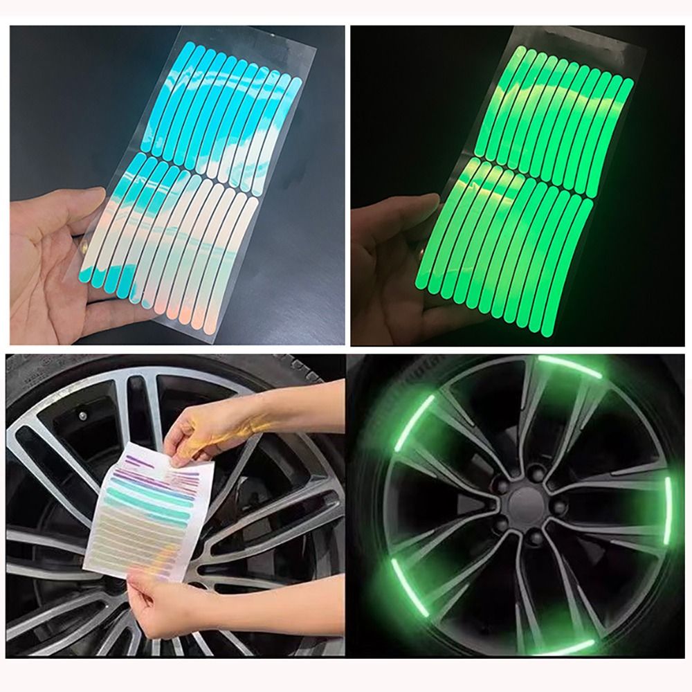 ( 20 Pc set ) Car Wheel Sticker Reflective Stripe Waterproof Car Wheel Hub Sticker Driving Tape for All Vehicle