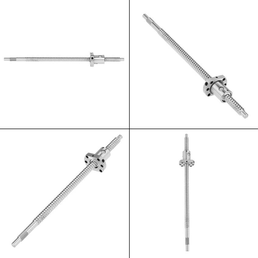 Backlash-free rolled recirculating ball nut SFU1204 300 mm screw without lateral end supports. 