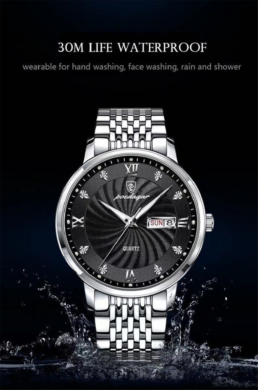 2022 POEDAGAR New Fashion Men Watches Stainless Steel Top Brand Luxury  Waterproof Luminous Wrist Watch Sports Quartz Date Men Watches