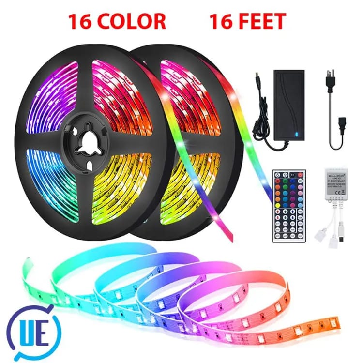 RGB LED Strip Light 16 Colors 16 Feet Led Strip Light Color Changing Mood Lighting Remote Control. 