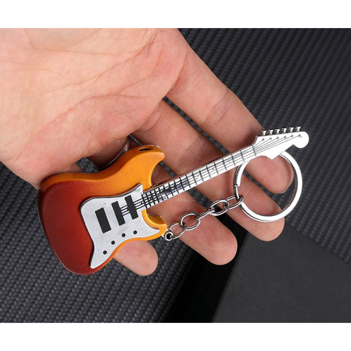 Novelty Guitar Lighter: Mini Metal Torch with Striking Guitar Design - Perfect Men's Gift for Windproof and Butane-Powered Convenience. 
