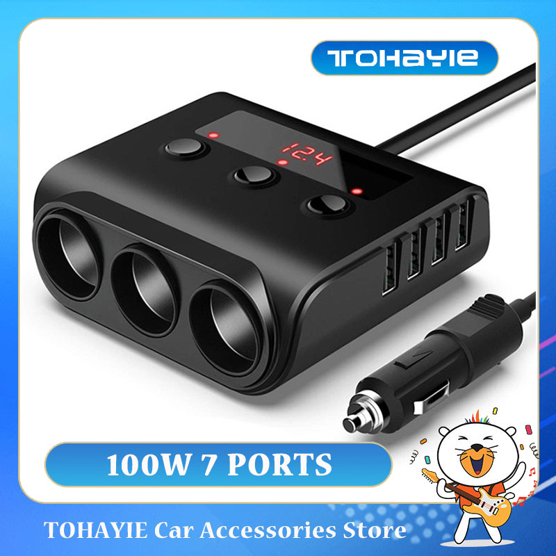【FUPANG】Tohayie TR-12 car adapter 12V/24V 100W socket interface with 4 USB ports