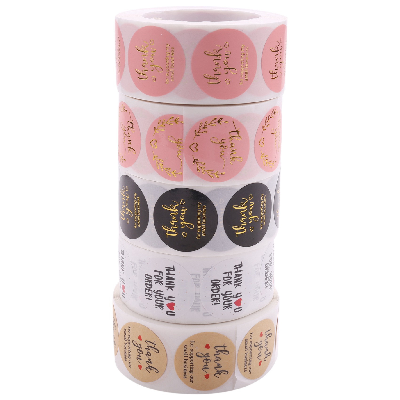 Thank You Stickers Small Business - 5 Rolls 2500 Pieces Thank You