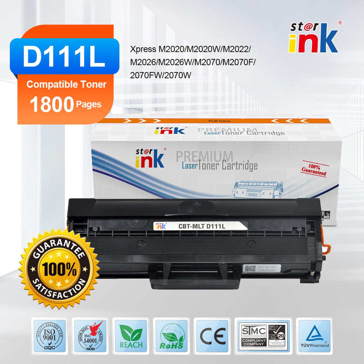 STARINK MLT D111L DOM Toner Cartridge Compatible With Samsung Xpress M2020 M2020W M2022 M2026 M2026W M2070 M2070F 2070FW 2070W Print 1800 Pages