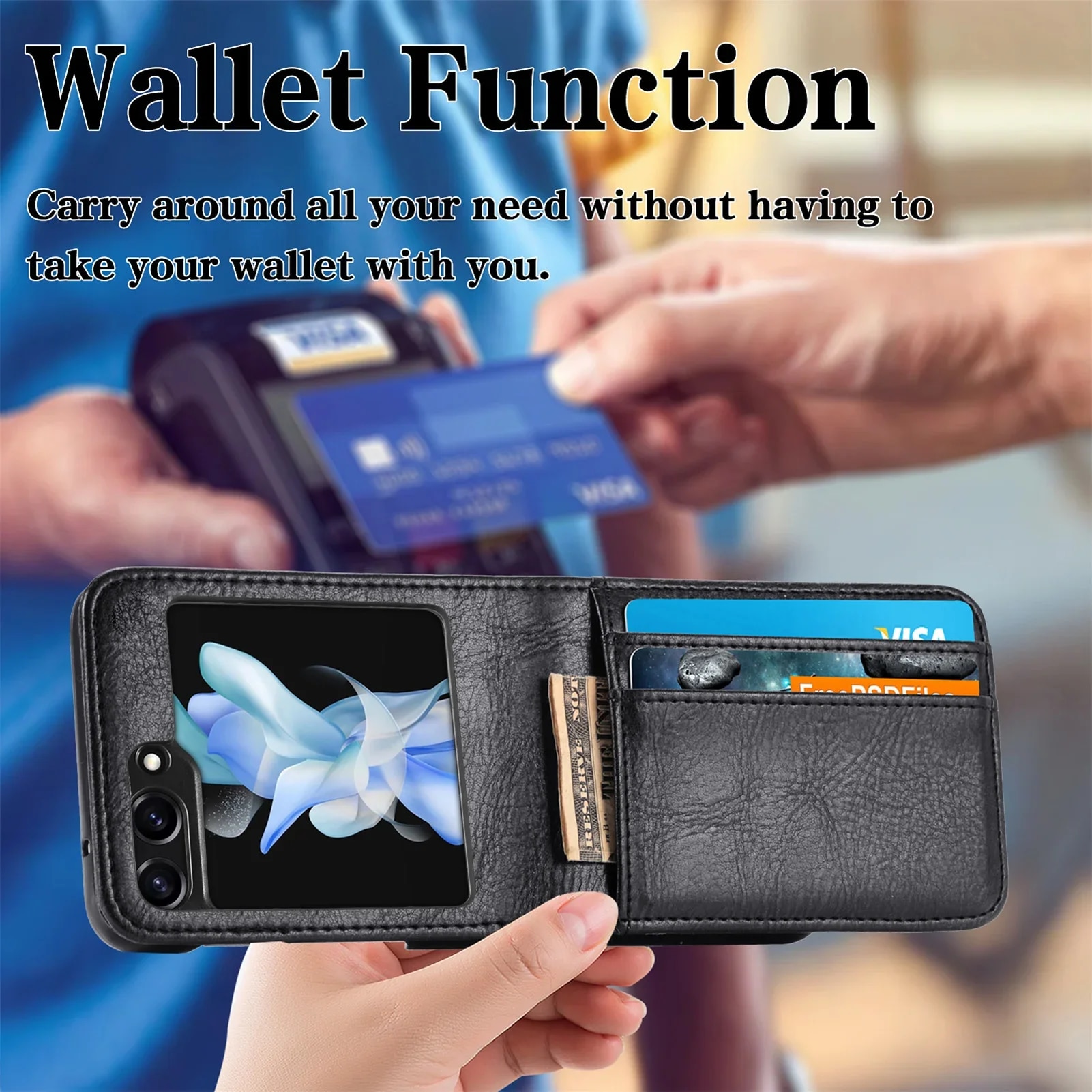 Plain Slim Leather Wallet Bag Case for Samsung Galaxy Z Flip 3 5 Flip5 Flip4 Flip3 5G Flip 4 2 flip2 Card Slot Cover Cases Solo Yolo. 