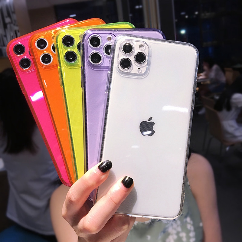 Fashion Neon Fluorescent Phone Case Casing iPhone For iPhone 11 case For iPhone 13 12 11 Pro Max XR X XS MAX 7 8 Plus case Transparent Cases Soft Silicone Back Cover casing iphone 11 case iphone 13 pro max casing iphone case. 