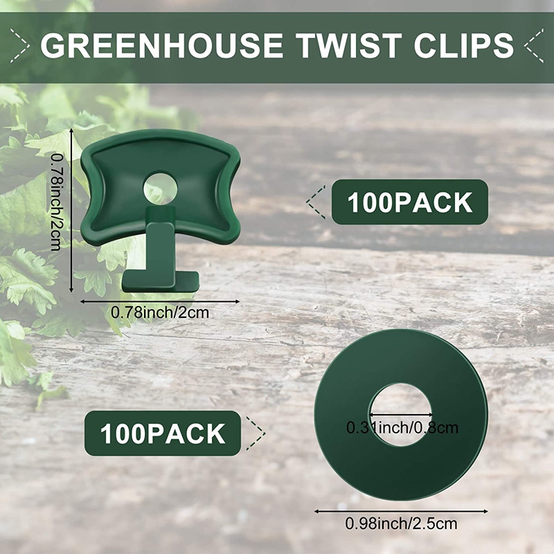 200Pcs Greenhouse Plastic Twist Fixing Clips and Washers for Insulation and Bubble Netting Shading to Greenhouses. 