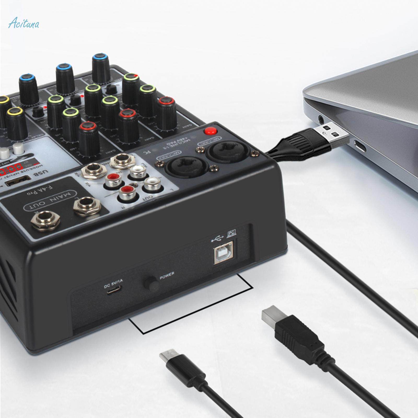 4 Channel Audio Mixer Reverb Delay Effect Portable Sound Board Console System for Studio Recording. 