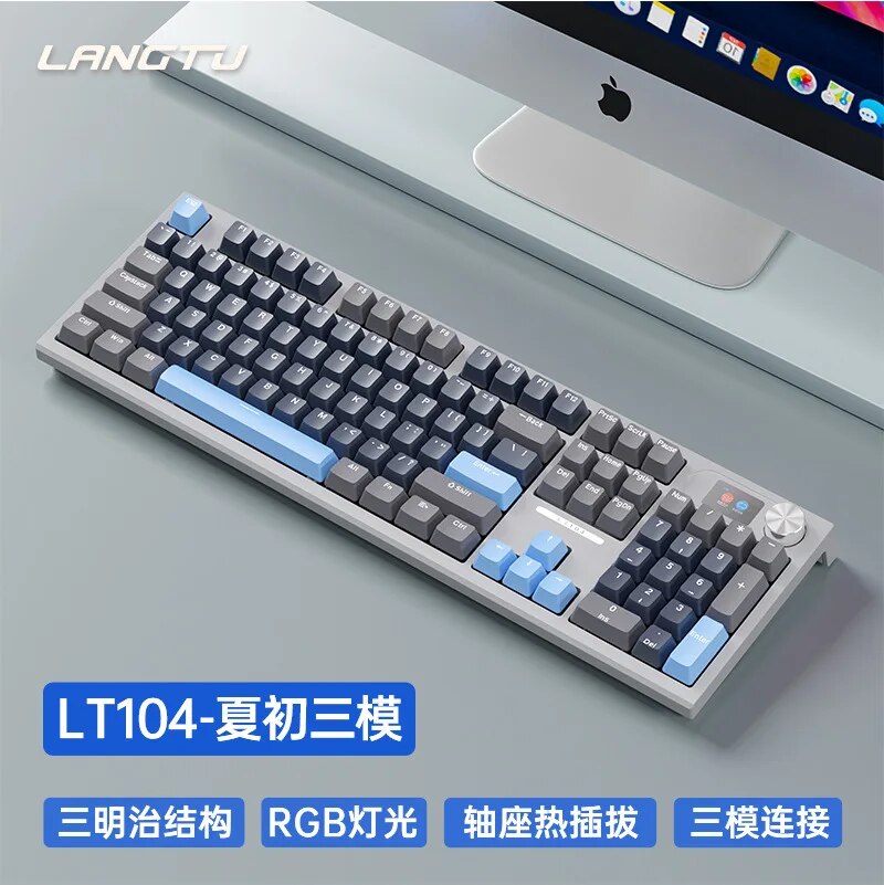 Langtu LT104 Wireless Mechanical Keyboard Screen Bluetooth Wired 3-Mode 104 Key RGB Backlit Hot Swap Office Gamer Keyboard Gift. 
