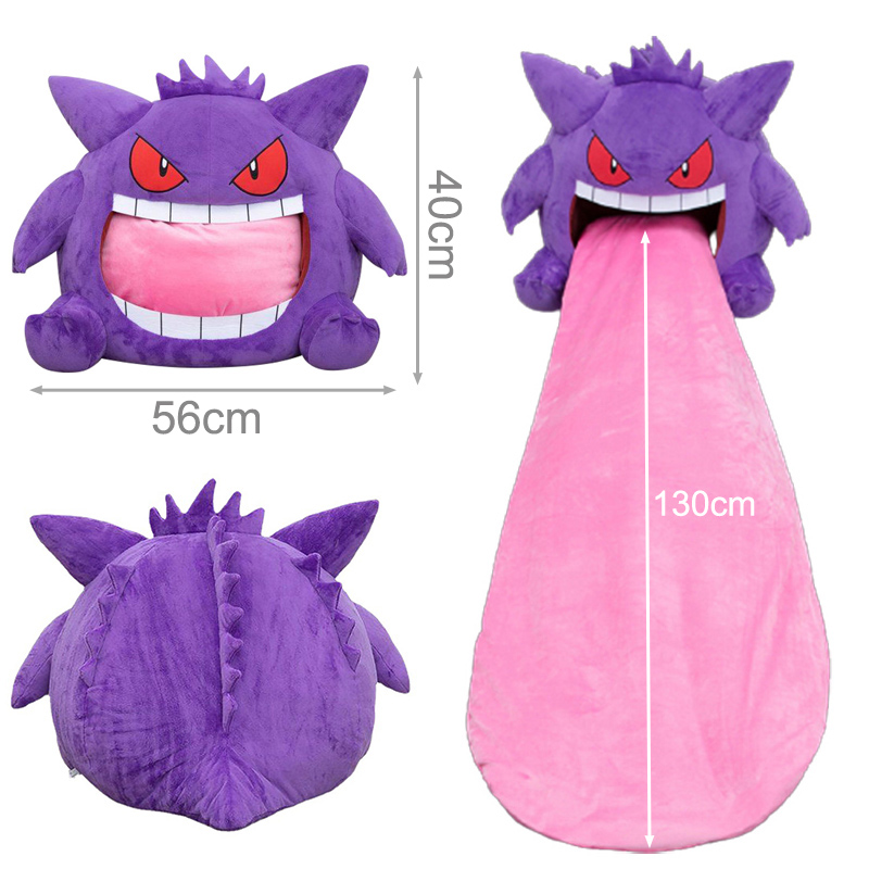 Pokemon Plush Gengar Big Tongue Plushies Anime Peripheral Toy Gengar Sleep Pillow Dual Purpose Nap Blanket Stuffed Plush Doll