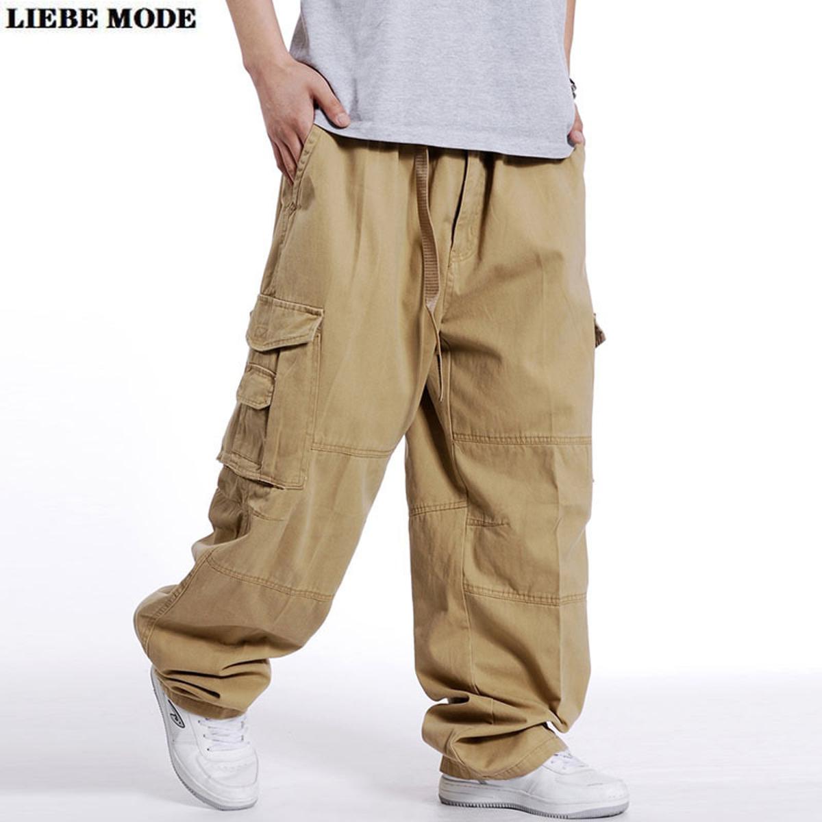Men Fleece Lined Baggy Cargo Pants Wide Leg Trousers Hip Hop Loose Thick  Bottoms | eBay