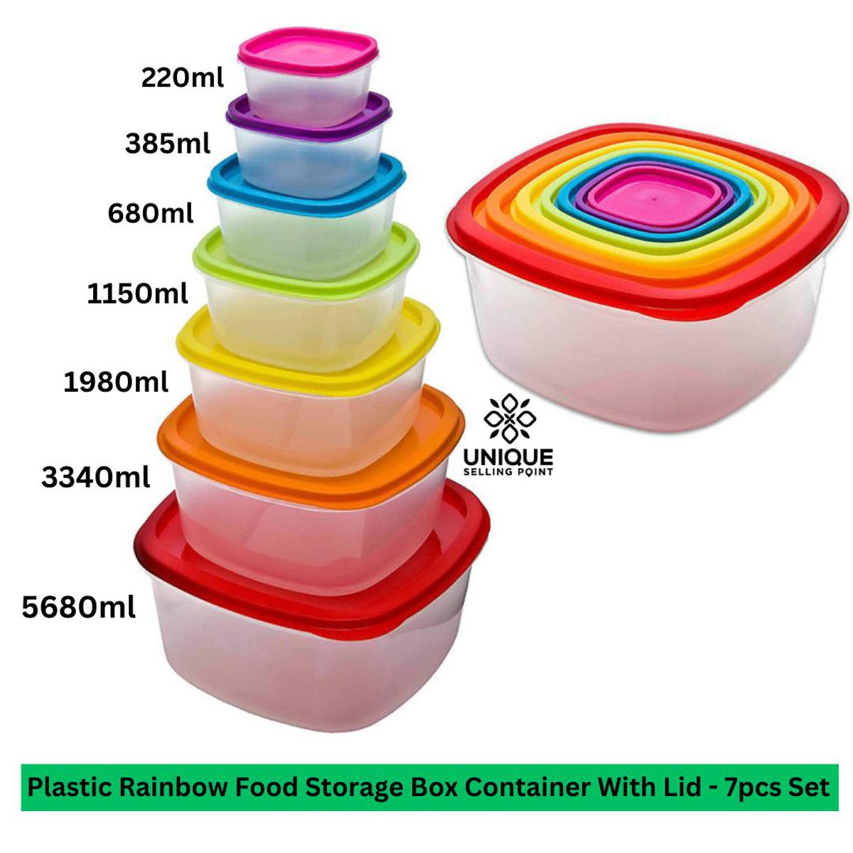 Rainbow Color Containers with Lids Refrigerator Freshness Preservation Storage Box Picnic Camping Food Home Storage Containers Set 7 Pcs, Rainbow Container, Camping Food Container,