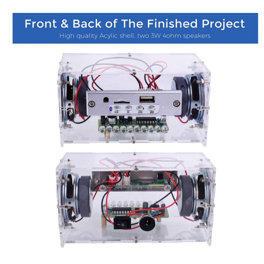 【FUPANG】DIY Bluetooth speaker kit with LED flashing light USB mini home stereo sound amplifier DIY. 