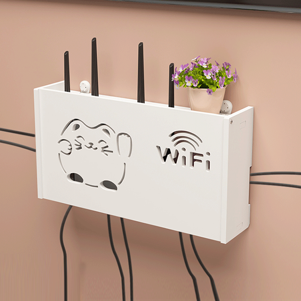Wireless Wifi Router Storage Box Wall Hanging PVC Panel Shelf Plug Board Bracket Cable Storage Organizer Home Decor. 