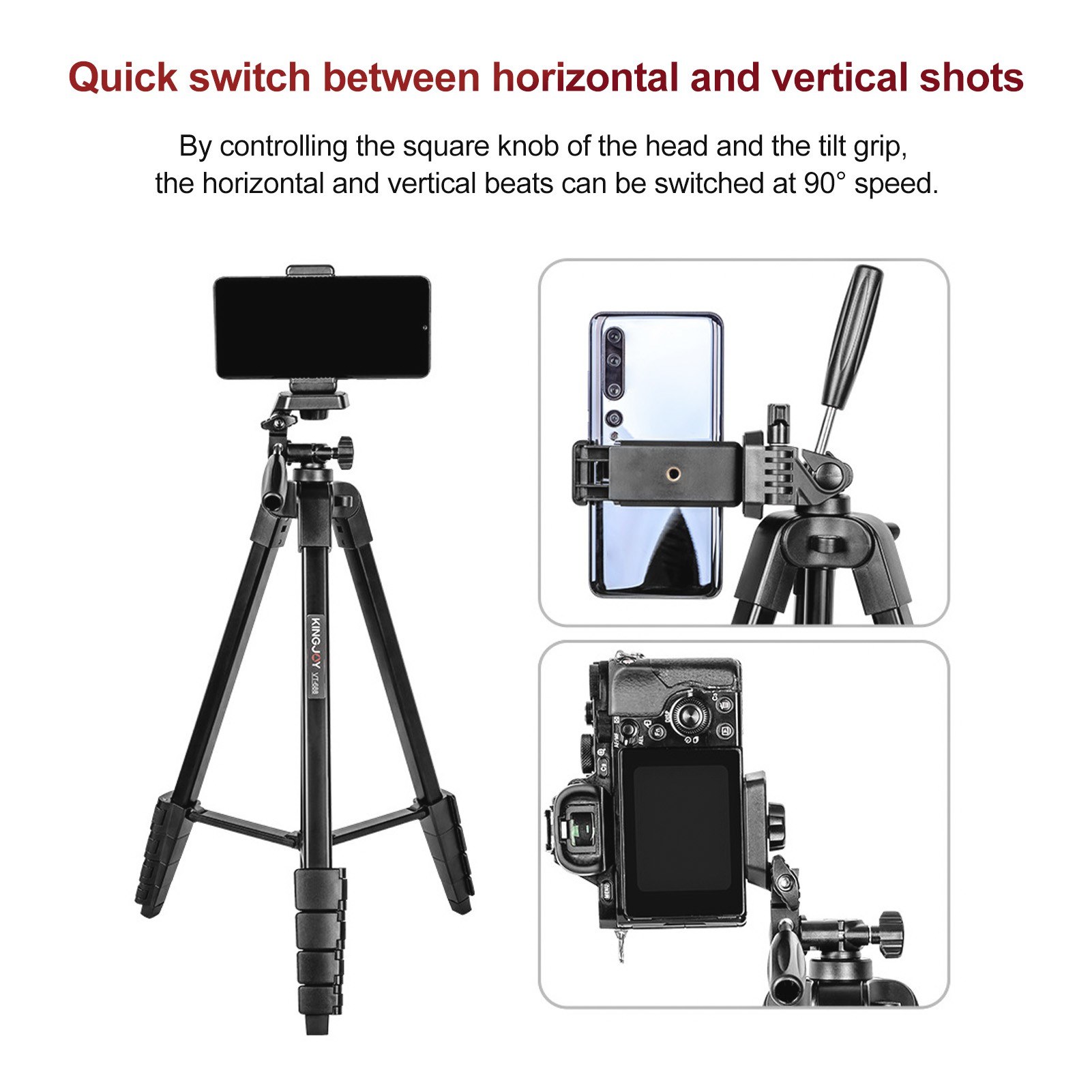 KINGJOY VT-688 675-inch Tripod Stand Desktop Tripod Stand - black. 
