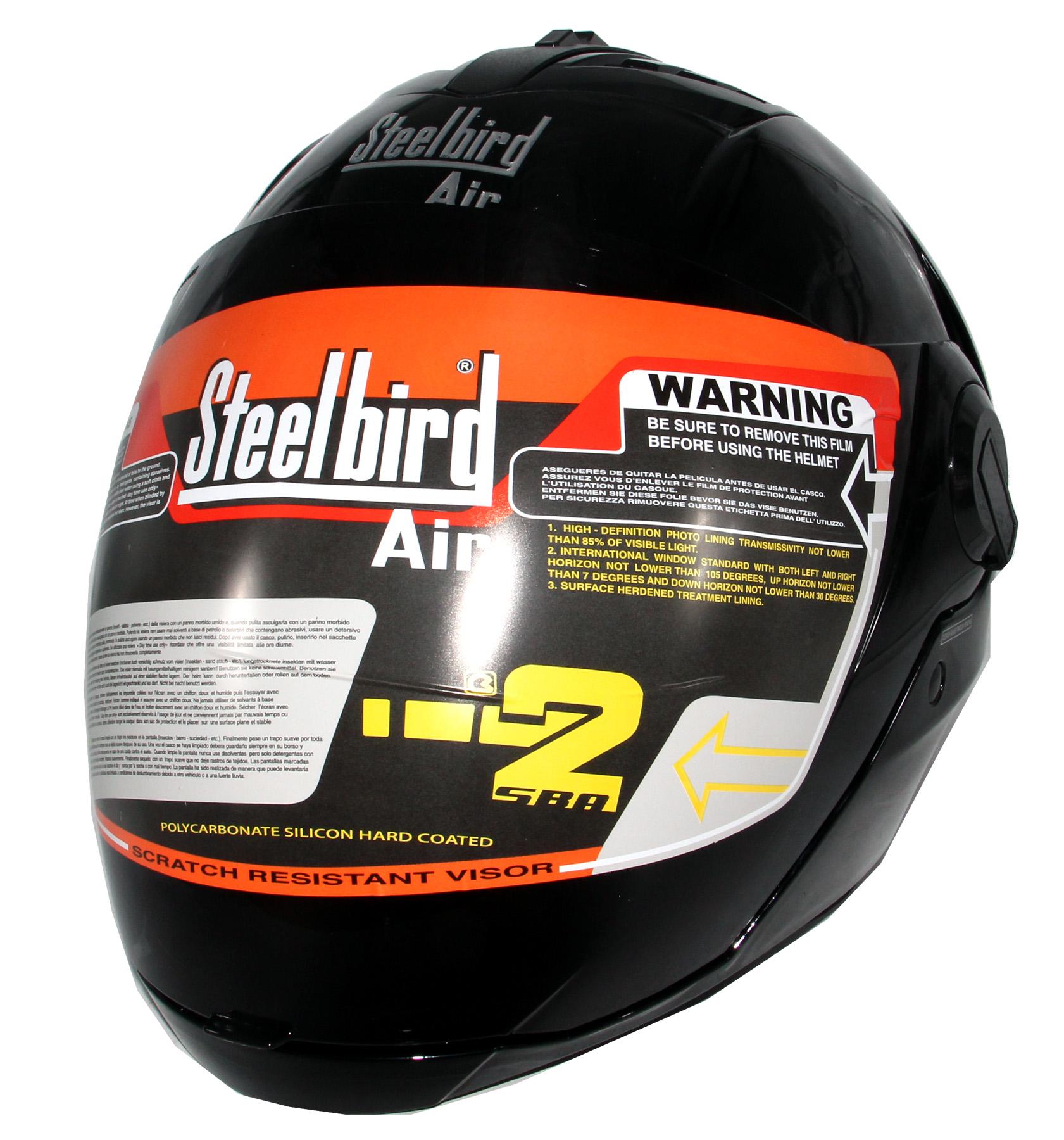 SBA-2 GLOSSY BLACK HAWK WITH SMOKE VISOR AND ONE EXTRA TRANSPARENT VISOR