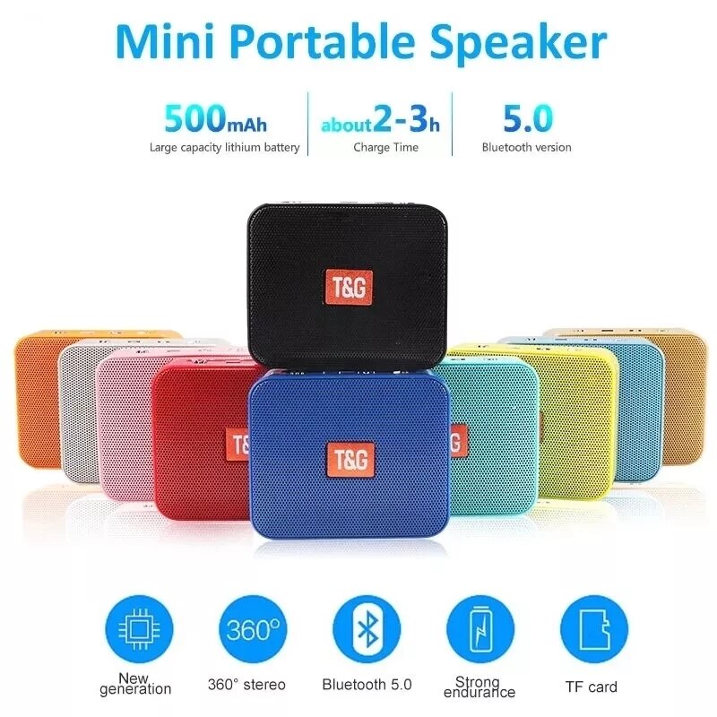 Mini Portable TG166 Bluetooth Speaker Wireless Music Subwoofer USB Speakers 3D Stereo Surround Portable Speaker Column Bass Box. 