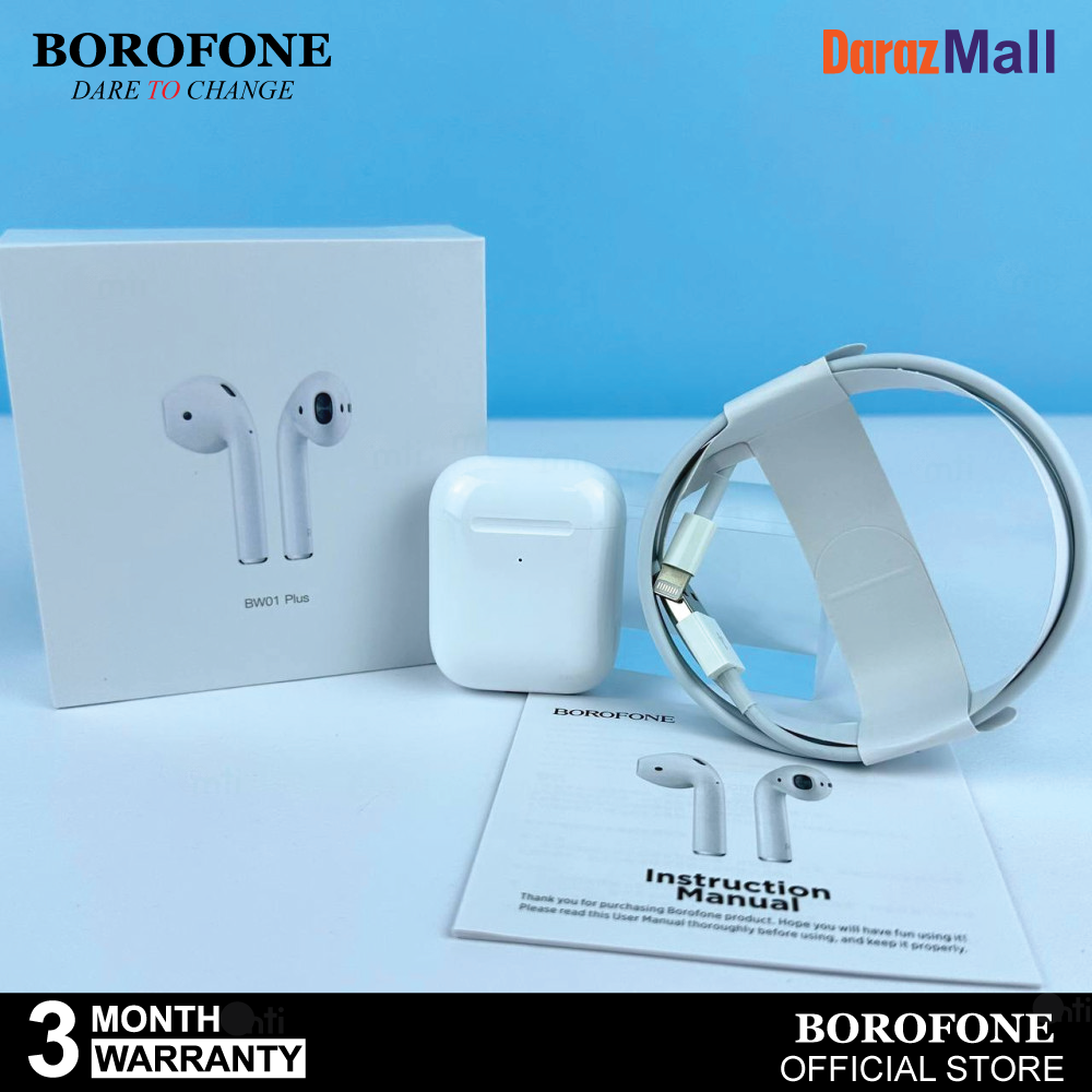 BOROFONE BW01 Plus TWS Bluetooth 5.1 Earphones TWS Earbuds Bluetooth Headset With Mic In Ear Handsfree Music Earphones Answer / End Call for IOS&Android Phone With charging Cable. 