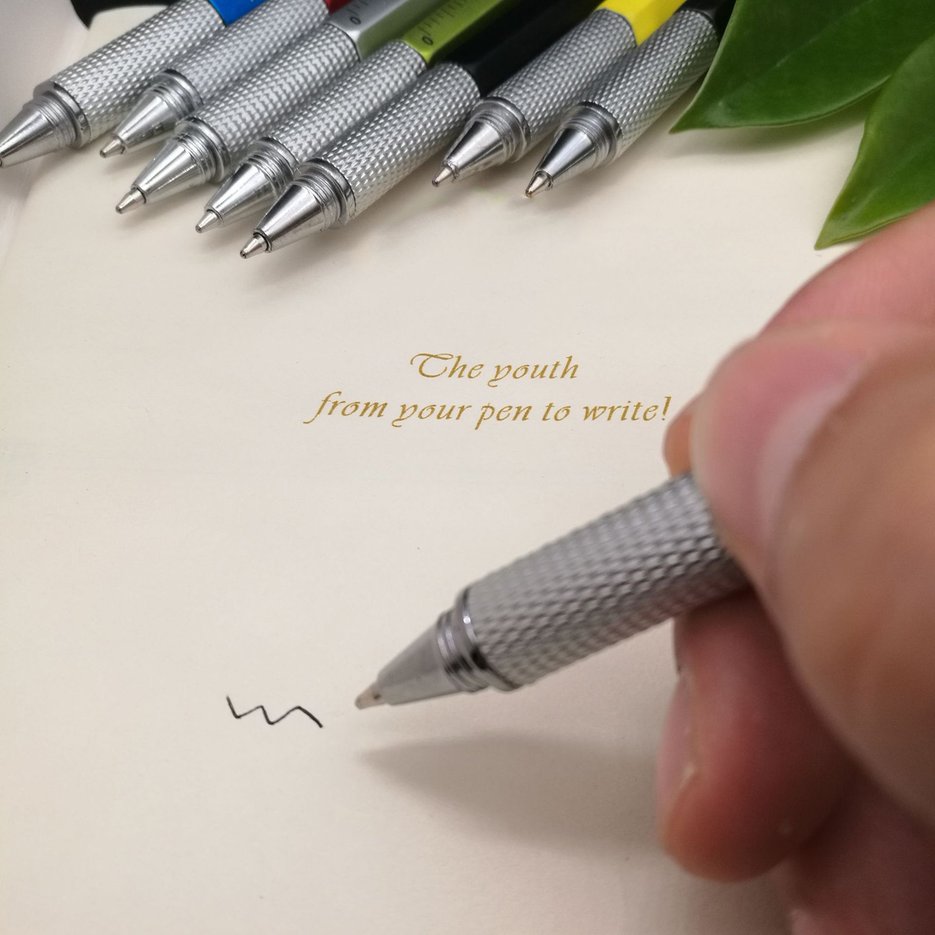 TE 6 in 1 Tech Tool Pen Multi-functional Screwdriver Tool Ruler Ballpoint Pen. 