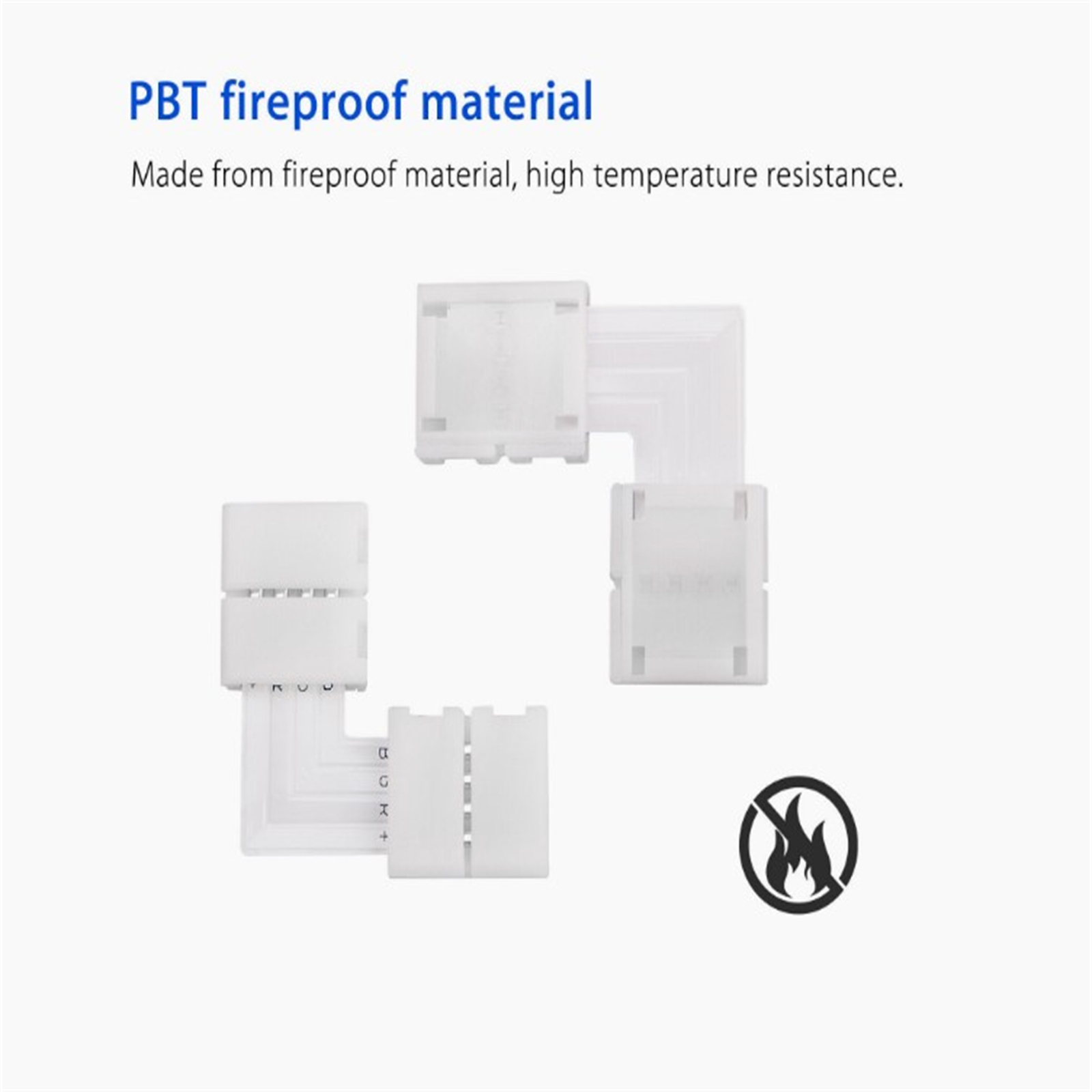 10x 10mm 4 Pin 5050/3528 Rgb Led Strip Light Corner Connector L-shaped Design Pbt Fireproof Material Pcb Adapter. 