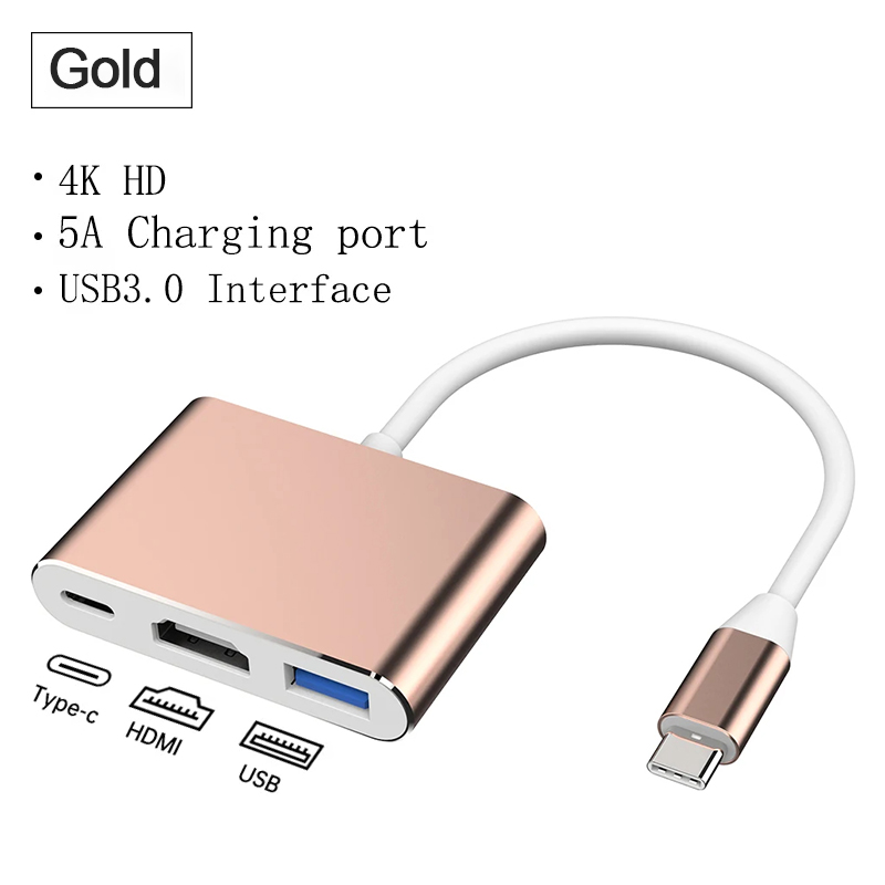 3 IN 1 3.0 USB Multi-function HUB For Samsung Galaxy S23 S22 Ultra Type-C To HDMI Adapter A54 A34 A53 Note 20 10 5G OTG Adapter. 