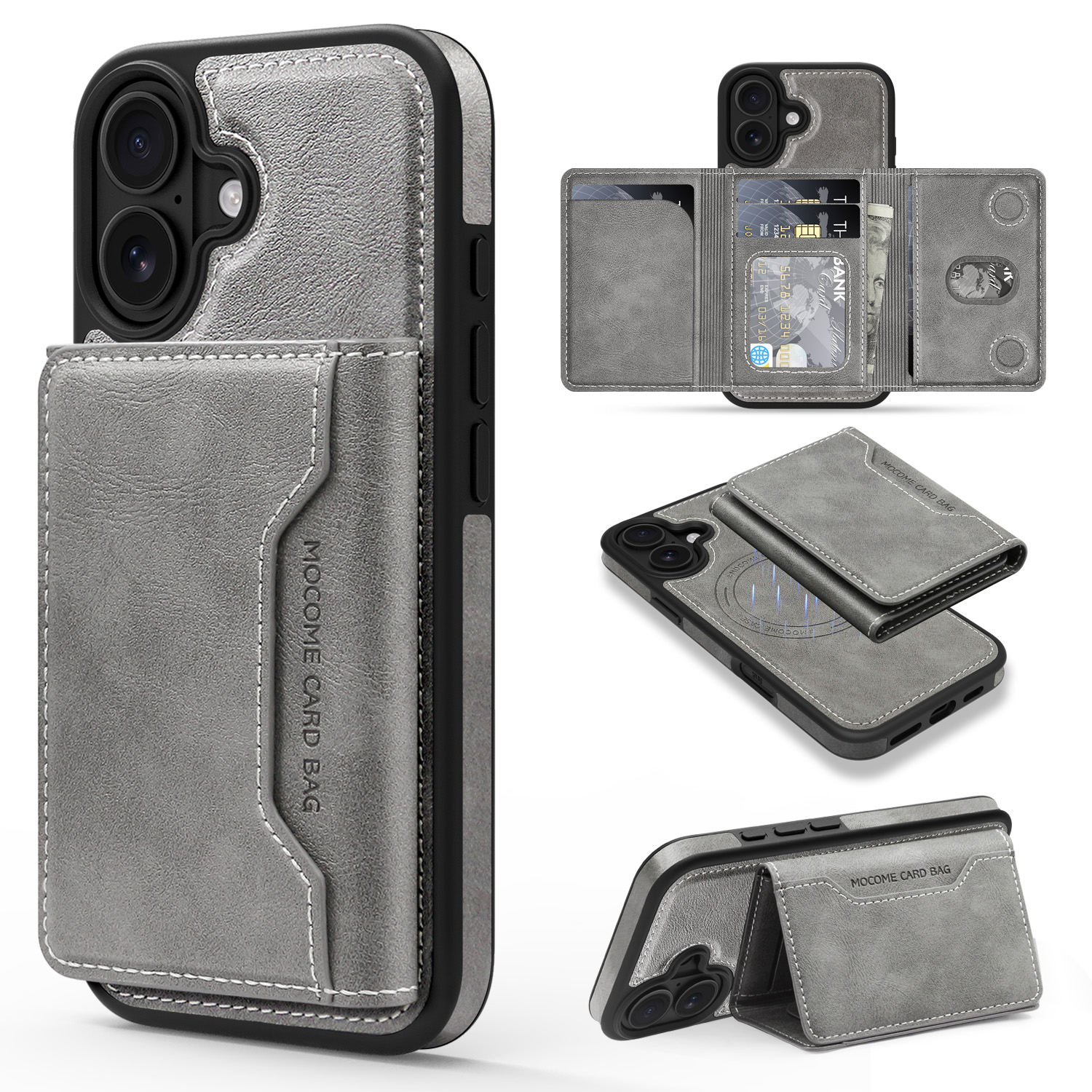 HOCE Multi-function Business Leather 2-in-1 Magnetic Phone Case For iPhone 11 12 13 14 15 16 Pro Max 14 15 16 Plus Cases Card Holder Wallet Anti Drop Protective Cover