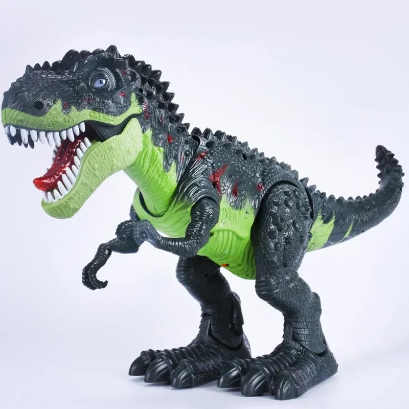[Funny] Jurassic world Electric Dinosaur flash and sound T-rex Talking Toy Walk Talk Interactive Toy moving dinosaur model doll LaoXzhongX. 