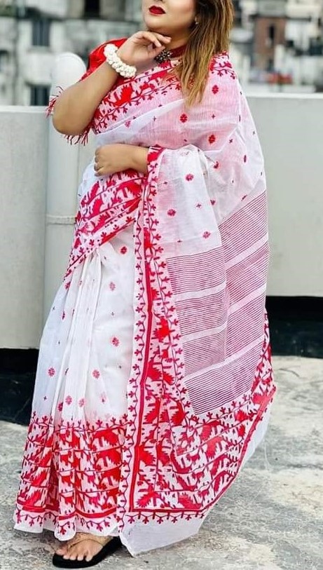 Working of New Design Half Silk Skin Printer Saree for woman