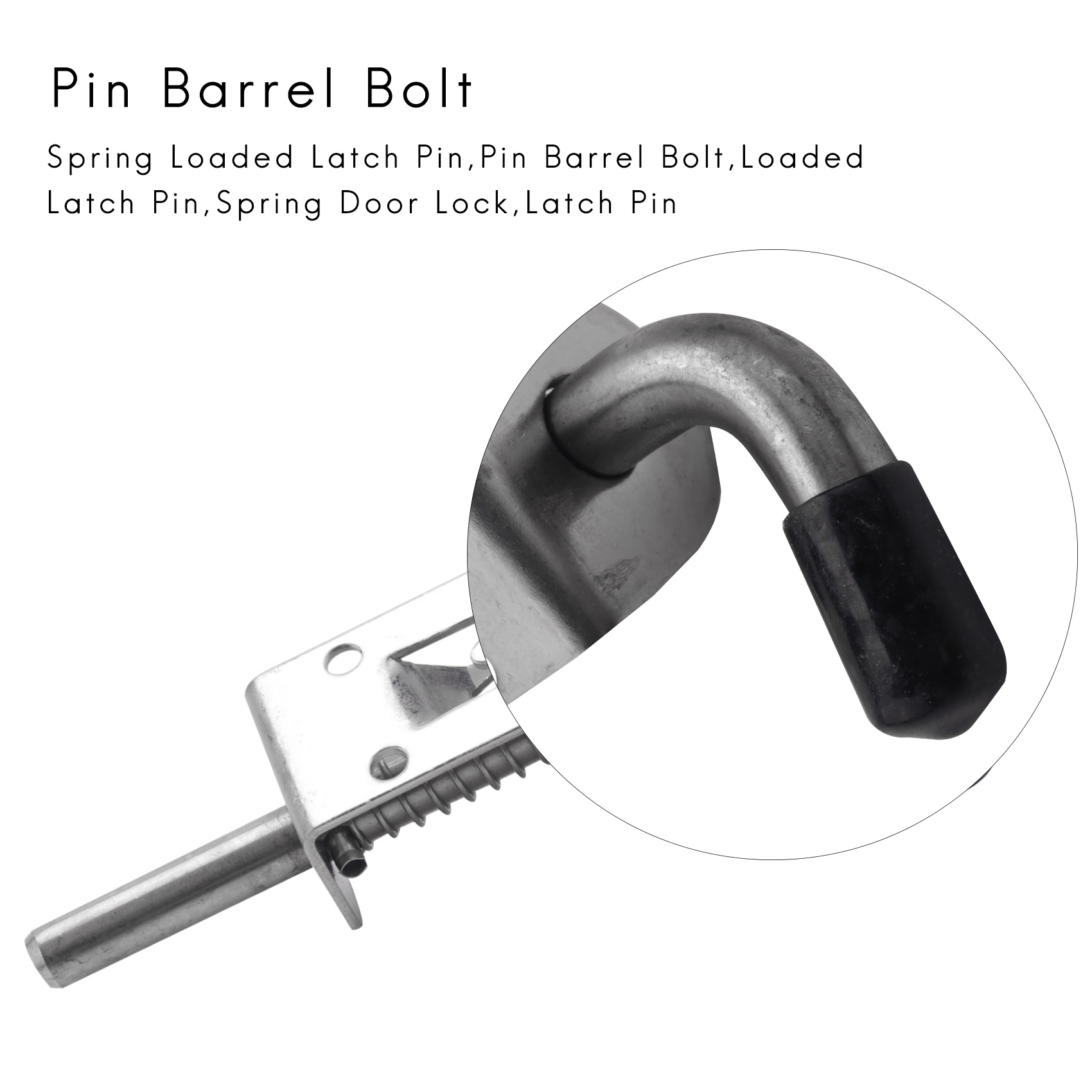 2Pcs 5 Inch Stainless Steel Spring Loaded Latch Pin Barrel Bolt 2mm