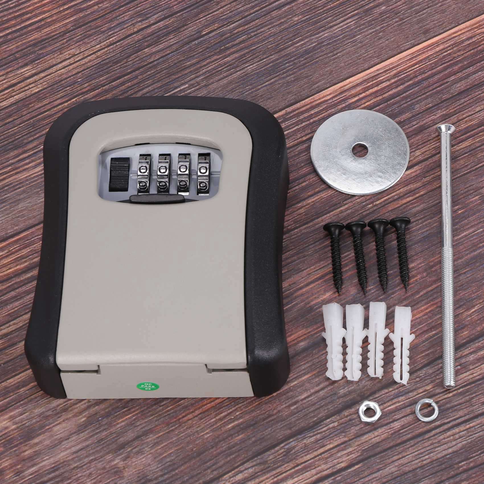 Key code lock box-2 x Key Storage Box
8 x screws
8 x Expansion tube
2 x User Manual(English)-Black & Gray. 