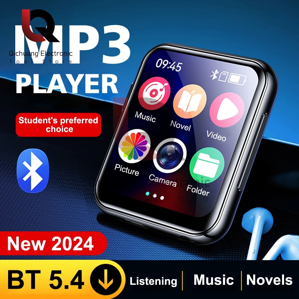 1Pc MP3 Music Player Bluetooth 5.4 HiFi MP4 Walkman Full Touch Screen Built-in Speaker Recorder Camera Video Player FM/E-book