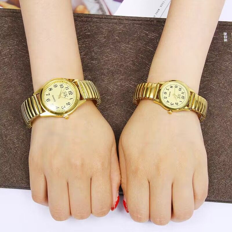 Old Watch Retro Old-Fashioned Large Watch Plate Large Digital Spring Elastic Belt Parents Mother Medium Quartz Watch. 