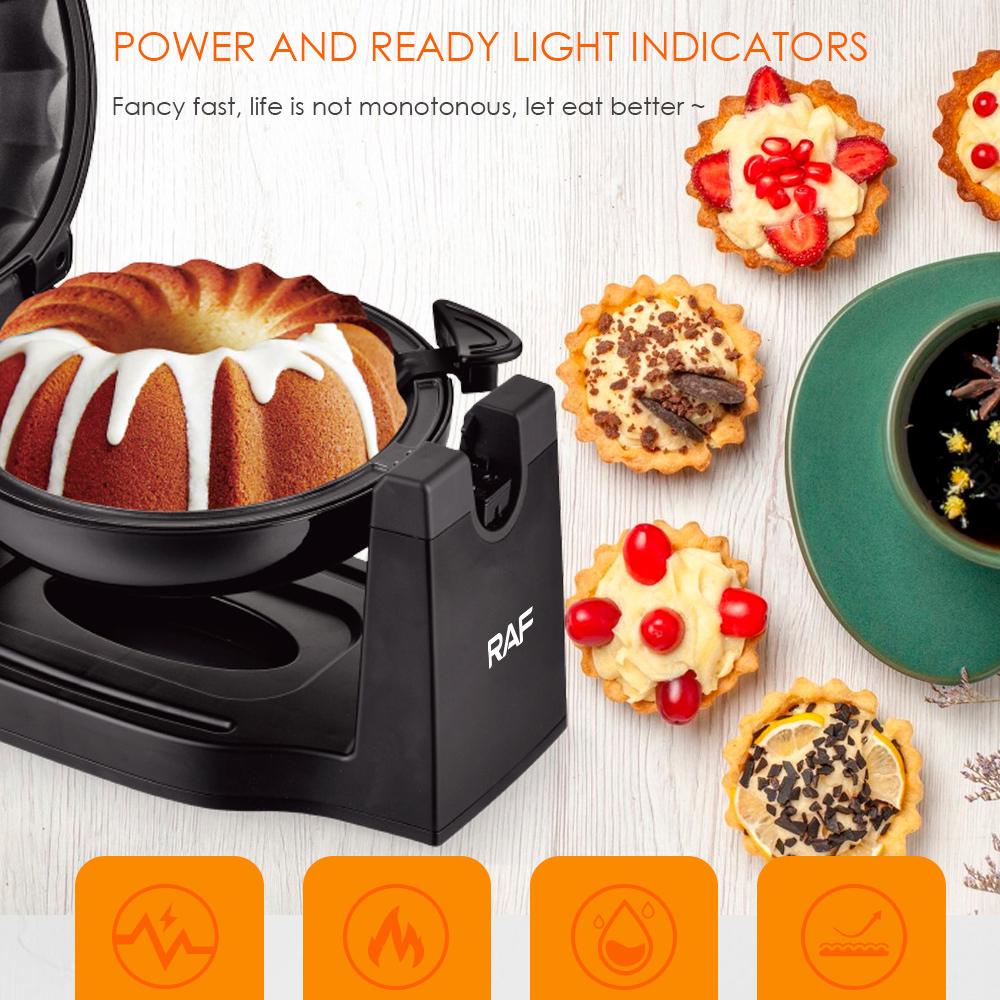 GC Household Cake Machine, Stainless Steel Rotating Cake Maker With Non-stick Plate, 1800W Even Heating, Locking And Cool Touch Handles, For Commercial Use, EU Plug. 