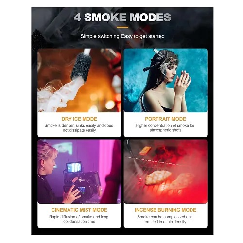 LENSGO Smoke S Mini All-in-One Handheld Fog Machine with Wireless Remote (15W). 