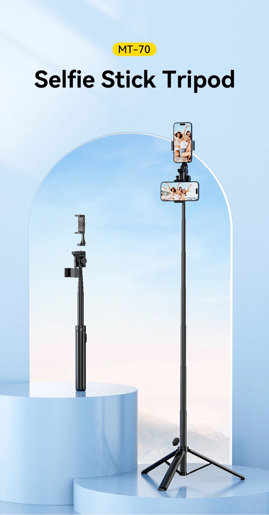 Ulanzi MT-70 Selfie Stick Tripod with Remote Control 360° Rotation Portrait Landscape for phone photograph Livestreaming vlog
